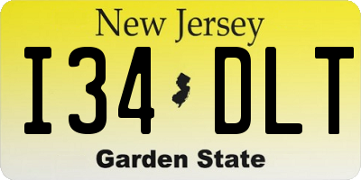 NJ license plate I34DLT