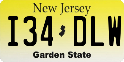 NJ license plate I34DLW
