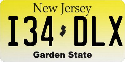 NJ license plate I34DLX