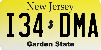 NJ license plate I34DMA