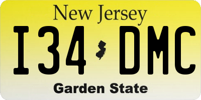 NJ license plate I34DMC