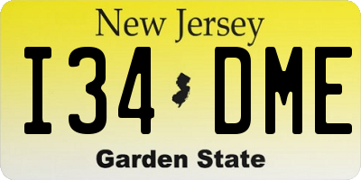 NJ license plate I34DME