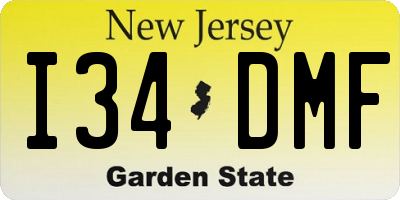 NJ license plate I34DMF