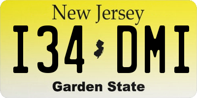 NJ license plate I34DMI