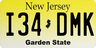 NJ license plate I34DMK