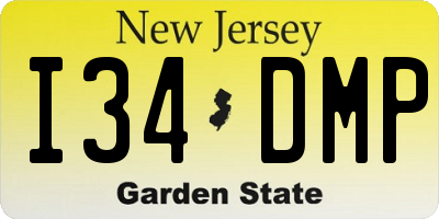 NJ license plate I34DMP