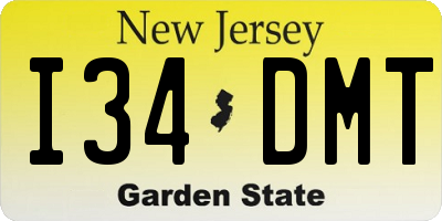 NJ license plate I34DMT
