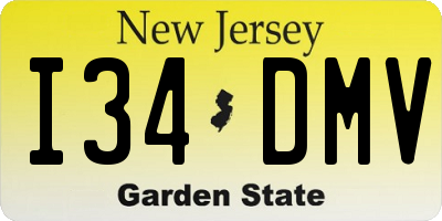NJ license plate I34DMV