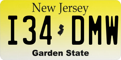 NJ license plate I34DMW