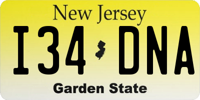 NJ license plate I34DNA