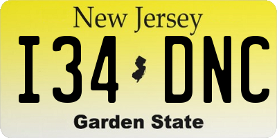 NJ license plate I34DNC