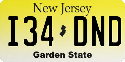 NJ license plate I34DND