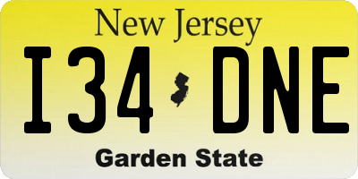NJ license plate I34DNE