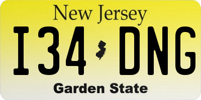 NJ license plate I34DNG