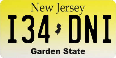 NJ license plate I34DNI