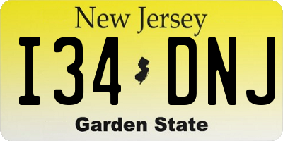 NJ license plate I34DNJ