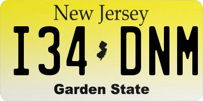 NJ license plate I34DNM