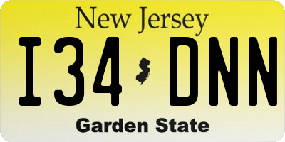 NJ license plate I34DNN