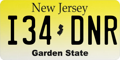 NJ license plate I34DNR