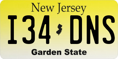 NJ license plate I34DNS