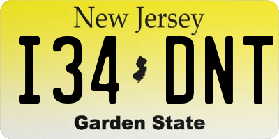 NJ license plate I34DNT