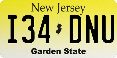 NJ license plate I34DNU