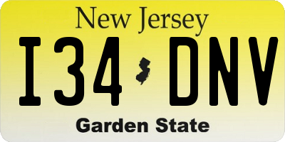 NJ license plate I34DNV