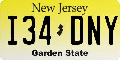 NJ license plate I34DNY