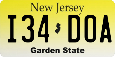 NJ license plate I34DOA