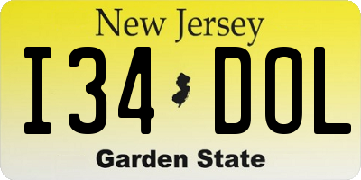 NJ license plate I34DOL