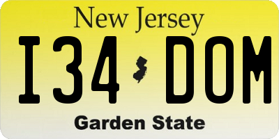 NJ license plate I34DOM