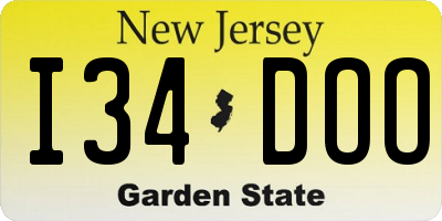 NJ license plate I34DOO