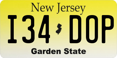 NJ license plate I34DOP