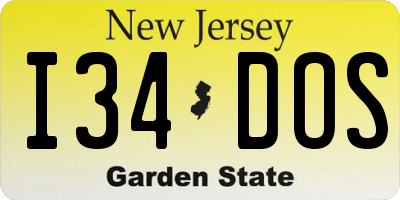 NJ license plate I34DOS