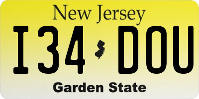 NJ license plate I34DOU
