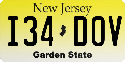 NJ license plate I34DOV