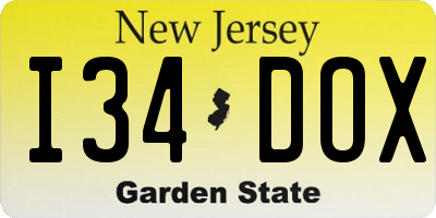 NJ license plate I34DOX