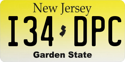NJ license plate I34DPC