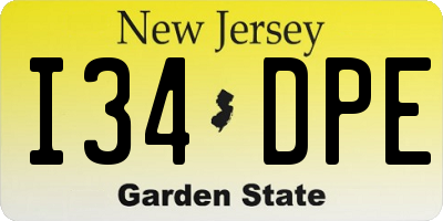 NJ license plate I34DPE