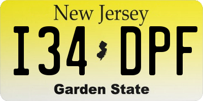 NJ license plate I34DPF