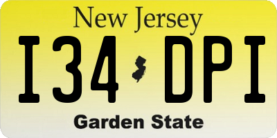 NJ license plate I34DPI