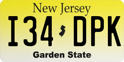 NJ license plate I34DPK
