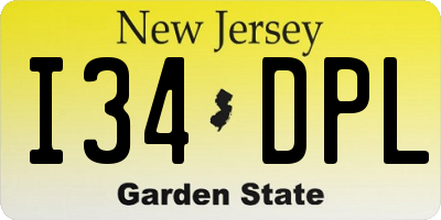 NJ license plate I34DPL