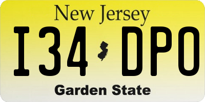 NJ license plate I34DPO