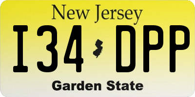 NJ license plate I34DPP
