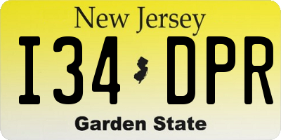 NJ license plate I34DPR
