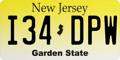 NJ license plate I34DPW
