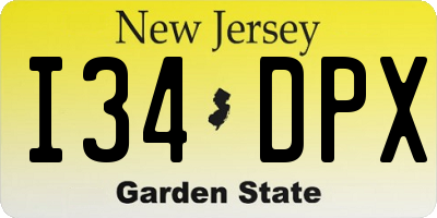 NJ license plate I34DPX