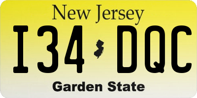 NJ license plate I34DQC