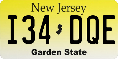NJ license plate I34DQE